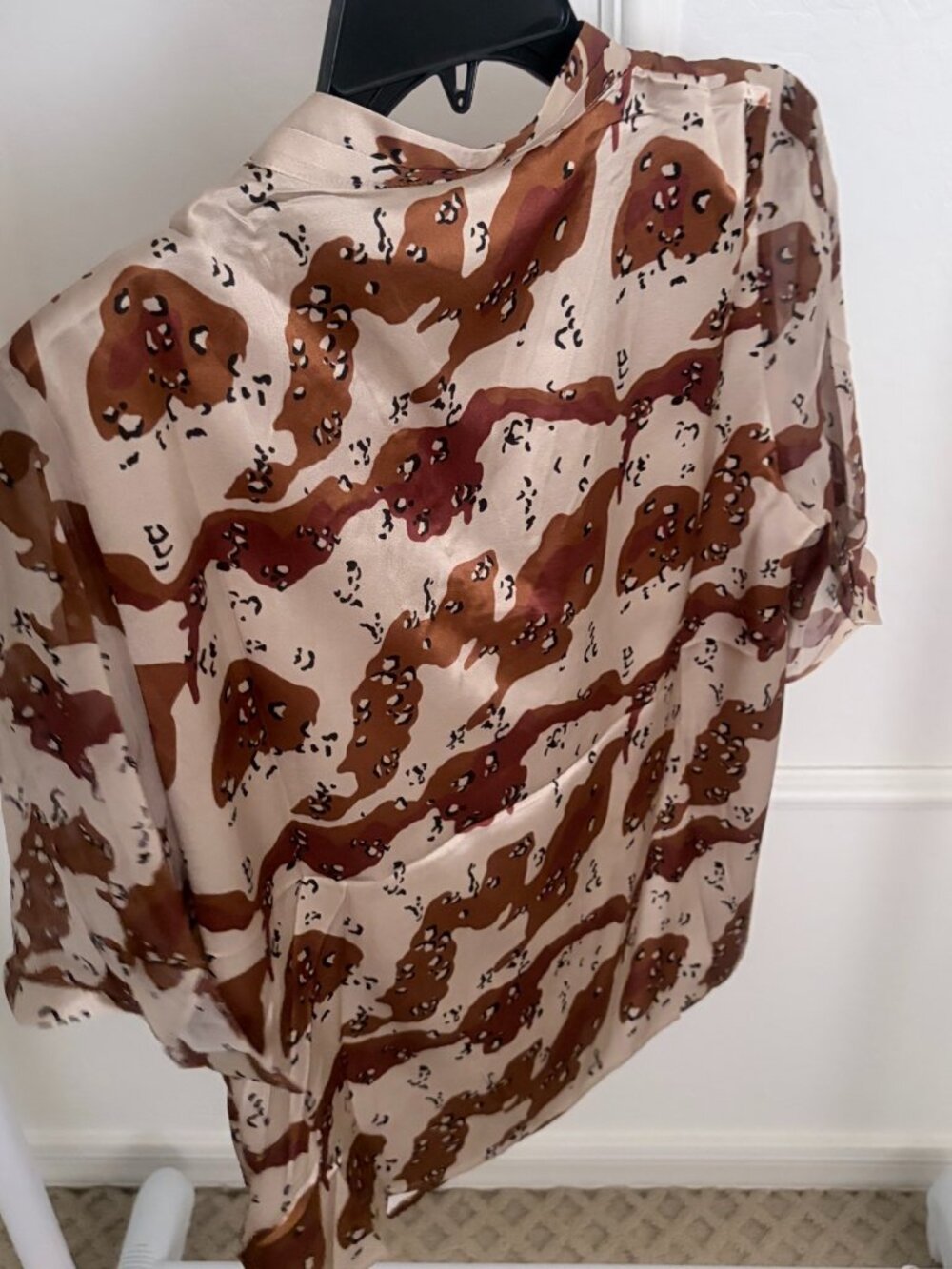 Rust Copper Tie-Neck Heavy Silk Blouse - Fits M (6-8)